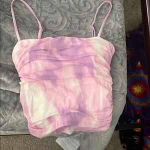 Express Pink and Purple Strapless Top